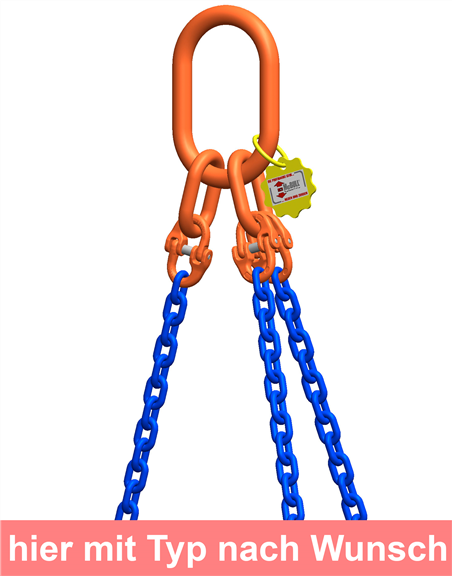 McBULL® 3-Strang-Kettengehänge, GK10, Sondergüte-Kette, 7 mm, 1 Meter, Typ1 HX37SLTyp1