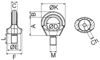 CARTEC® Ringschraube (drehbar), GK6, Edelstahl, M12, 500 kg(90°)/1200 kg(0°) RSHV12INOX