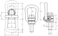CARTEC® Anschlagwirbel mit Spannbügel (drehbar), GK10, M24x37, 4500 kg (90°)/4500 kg (0°) ASWHSX452437