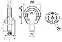 CARTEC® Ringschraube HT ohne Imbusschlüssel (drehbar), GK10, M33, 4500 kg (90°)/12000 kg (0°) RSHVXHT33