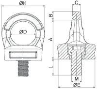 CARTEC® Ringschraube mit Imbusschlüssel (drehbar), GK10, M42, 9000 kg (90°)/24000 kg (0°) RSHVSX42