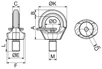 CARTEC® Ringschraube HT mit Imbusschlüssel (drehbar), GK10, M8, 300 kg (90°)/1000 kg (0°) RSHVSXHT08