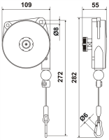 Balancer / Federzüge, 0,4 - 3 kg, 1,6 m Seil FS115-447
