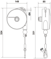 Balancer / Federzüge, 2 - 4 kg, 2 m Seil FS115-448