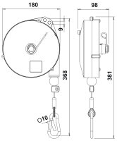 Balancer / Federzüge, 2 - 14 kg, 2,5 m Seil FS115-450