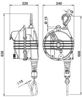 Balancer / Federzüge, 10 - 75 kg, 2 m Seil FS115-452