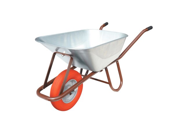 MÜBA Muldenkarre Ideal 72483, polymeres Kugellagerrad, mit ganzer Drahteinlage, 90 L, 200 kg Tragfähigkeit