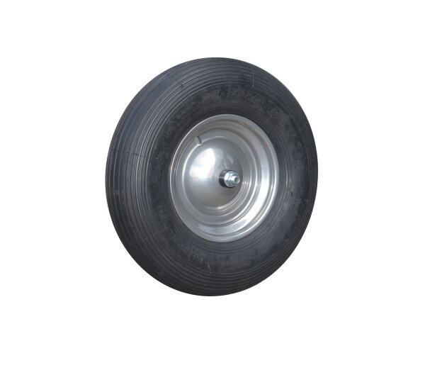 MÜBA Rad 72850 mit Nylonlager und Gewindeachse, Ø 400 x 100 mm, Stahl/Gummi