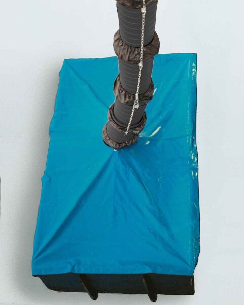 MÜBA PVC-Container-Abdeckplane 11090 mit Öffnung für Schuttrohre und 6 Ösen, 4,70 x 2,80 m, 570 g/m², staubdicht