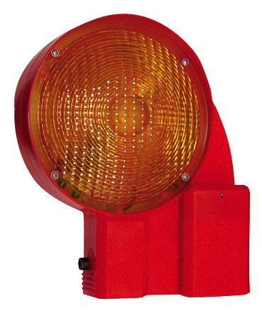 MÜBA Bakenleuchte 19450 LED doppelseitig gelb, BASt-geprüft V4-14-2001 K, mit Uni-Schrankenhalter