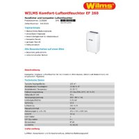 WILMS Komfort-Luftentfeuchter EF 260 I 3100260