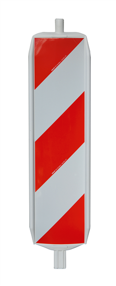MÜBA Kunststoffbakenblatt mit Folie RA 1/A, Schraffe doppelseitig linksweisend, weißer Bakenkörper 1320 x 290 mm