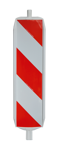 MÜBA Kunststoffbakenblatt mit Folie RA 1/A, Schraffe doppelseitig rechtsweisend, weißer Bakenkörper 1320 x 290 mm