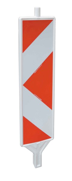 MÜBA Kunststoffbakenblatt mit Folie RA 1/A, Pfeilförmig einseitig linksweisend, weißer Bakenkörper 1320 x 290 mm
