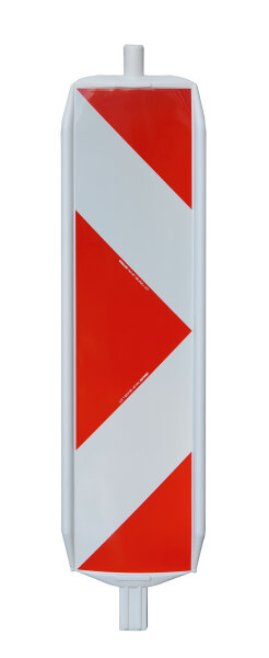 MÜBA Kunststoffbakenblatt mit Folie RA 2/B, Pfeilförmig doppelseitig rechtsweisend, weißer Bakenkörper 1320 x 290 mm