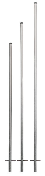 MÜBA Rohrpfosten Ø60,3x2 mm mit Kunststoffkappe und Rundeisen-Erdanker, 3,00 m lang, verzinkt