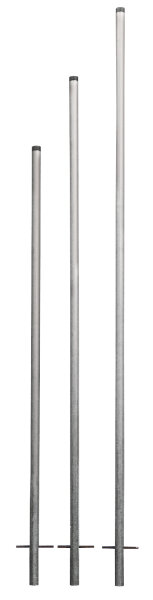 MÜBA Rohrpfosten 19493 verzinkt, 4,00 m lang, mit Kunststoffkappe und Rundeisen-Erdanker, Ø 60,3 x 2 mm, für Verkehrsschilder