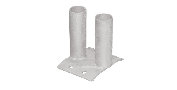 MÜBA Bodenplatte 29400 mit 2 Einsteckhülsen Ø 50x2 mm, verzinkt, ortsfest, 13x16 cm