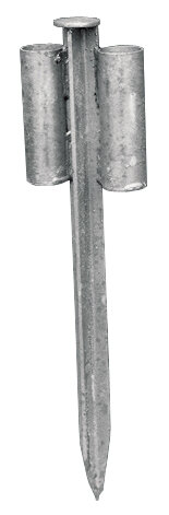 MÜBA Erdanker 29410 für Bauzaun verzinkt, mit 2 Aufnahmehülsen, 60 cm Länge, 40 mm T-Profil