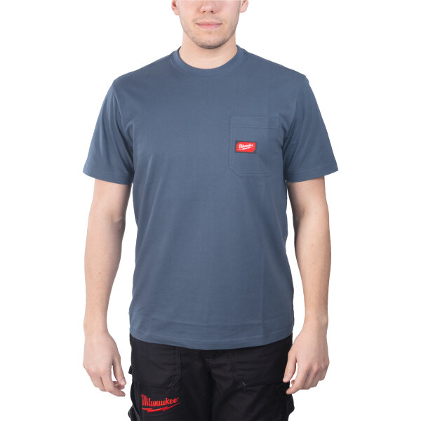 MILWAUKEE Arbeits-T-Shirt blau mit UV-Schutz WTSSBLU-L I 0,3kg 4932493015