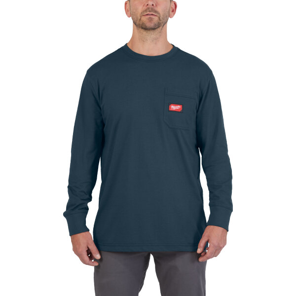 MILWAUKEE Arbeits-Langarm-Shirt blau mit UV-Schutz WTLSBLU-S I 0,3kg 4932493043