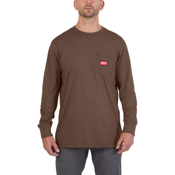 MILWAUKEE Arbeits-Langarm-Shirt braun mit UV-Schutz WTLSBR-S I 0,3kg 4932493058