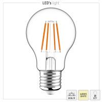 Shada LED Filament Leuchtmittel 620142 Klassisch A60 E27 Klar Warmweiß 2700 K, 7 W, 806 lm