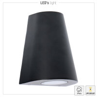 Shada Außenwandleuchte Los Angeles 1000506 Schwarz, Ohne Leuchtmittel, 2x GU10, IP44