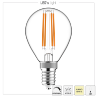 SHADA Led Filament Leuchtmittel - Globe G45 E14 4,5W 470lm 2700K Klar 330°  - dimmbar I 0620148