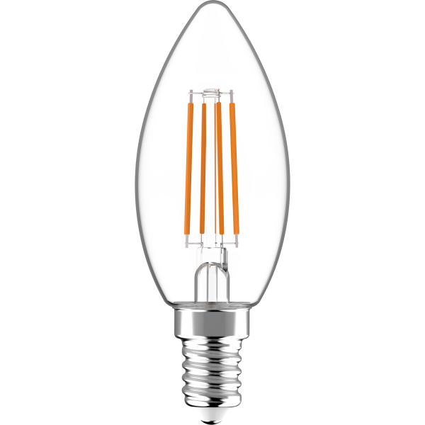 Shada LED Filament Leuchtmittel Kerze 620154 C35 E14 Klar 2700 K, dimmbar, 4,5 W, 470 lm