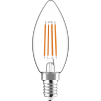 Shada LED Filament Leuchtmittel Kerze 620154 C35 E14 Klar 2700 K, dimmbar, 4,5 W, 470 lm
