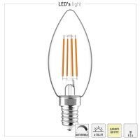 Shada LED Filament Leuchtmittel Kerze 620154 C35 E14 Klar 2700 K, dimmbar, 4,5 W, 470 lm