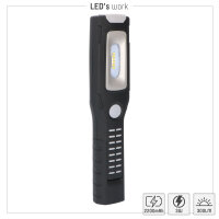 Shada LED Handlampe 700327, 3 W, 300 lm, 6500 K, IP20, Wiederaufladbar, mit Magnet