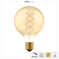 Shada LED Filament Leuchtmittel 620195 Globe G95 E27 Gold, dimmbar, 1800 K, 4 W, 250 lm
