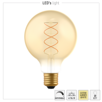 SHADA Led Filament Leuchtmittel - Globe G95 E27 4W 250lm 1800K Gold 330°  - dimmbar I 0620195