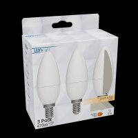 Shada LED Kerze 620176 C35 E14 Opal, Warmweiß 2700 K, 3er Sparpack, 4,9 W, 470 lm