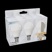 Shada LED SMD Leuchtmittel Globe G45 E14 620177 Opal, 3er Sparpack, Warmweiß (2700 K), 4,9 W, 470 lm