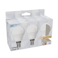 Shada LED SMD Leuchtmittel Globe G45 E14 620177 Opal, 3er Sparpack, Warmweiß (2700 K), 4,9 W, 470 lm