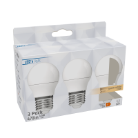 Shada LED SMD Leuchtmittel Globe G45 620178 Opal, 3er Sparpack, E27, 470 lm