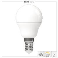 Shada LED SMD Leuchtmittel Globe G45 620110 E14 Opal, Dimmbar, CCT 2200-2700 K, 5,5 W, 470 lm
