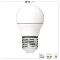 Shada LED Leuchtmittel Globe G45 620113 E27 Opal, Dimmbar 2200-2700 K, 5,5 W, 470 lm