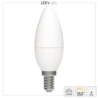 Shada LED-Leuchtmittel Kerze 620117 C35 E14 Opal, Dimmbar, CCT 2200-2700 K, 5,5 W, 470 lm