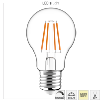 Shada LED Filament Leuchtmittel 620144 A60 E27 Klar, 7 W, 806 lm, 2700 K Warmweiß, Dimmbar, 330 °