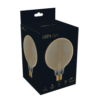Shada LED Filament Leuchtmittel 620196 Globe G125 E27, Dimmbar, Extra Warmweiß, 4 W, 1800 K