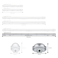 Shada LED Wannenleuchte 2411115, 150 cm, 2x22 W, 4600 lm, 4000 K neutralweiß, IP65, austauschbare Röhren