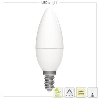 Shada LED SMD Leuchtmittel Kerze 620163 C35 E14 Opal 3000 K, 2,9 W, 470 lm