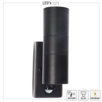 Shada Außenwandleuchte Calabar 1000685 schwarz, 2x GU10 exkl. Leuchtmittel, IP44, mit Bewegungssensor