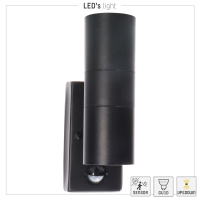 Shada Außenwandleuchte Calabar 1000685 schwarz, 2x GU10 exkl. Leuchtmittel, IP44, mit Bewegungssensor