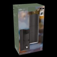 Shada Außenwandleuchte Calabar 1000685 schwarz, 2x GU10 exkl. Leuchtmittel, IP44, mit Bewegungssensor