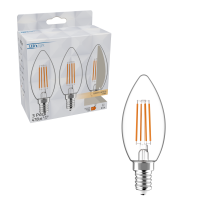 SHADA Led Filament Leuchtmittel - Kerze C35 E14 4,5W 470lm 2700K Klar 330°  - 3er Sparpack I 0620180